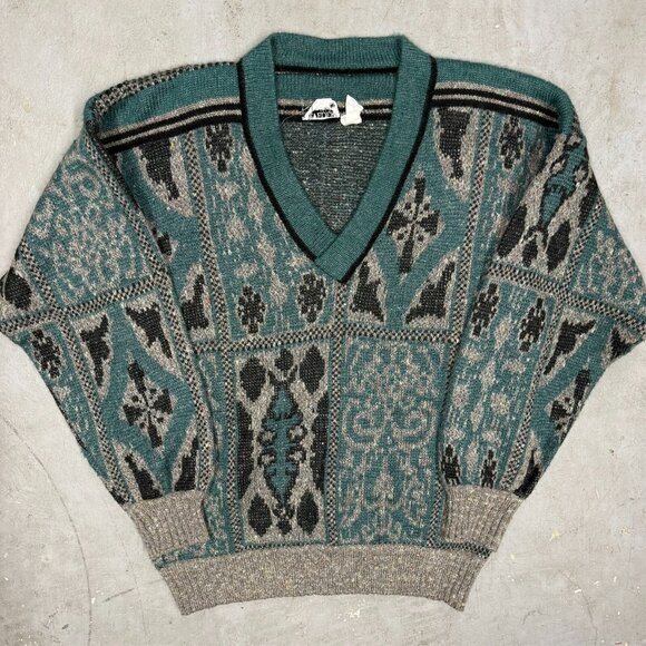 Vintage 80s Belvedere Knitwear Wool Mohair Silk Sweater Made in ITaly Medium - Picture 2 of 8